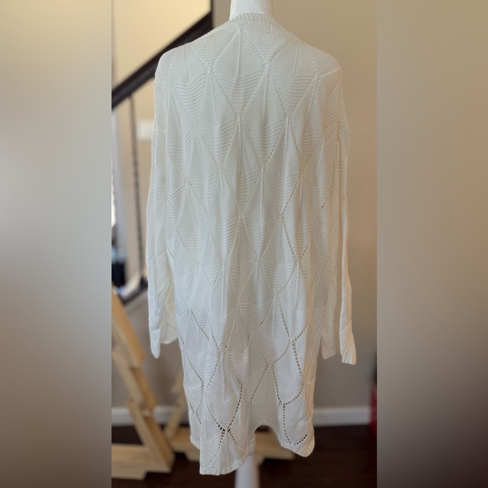 SHEIN White Open-Front Open-Knit Cardigan, 2X - Picture 3 of 11
